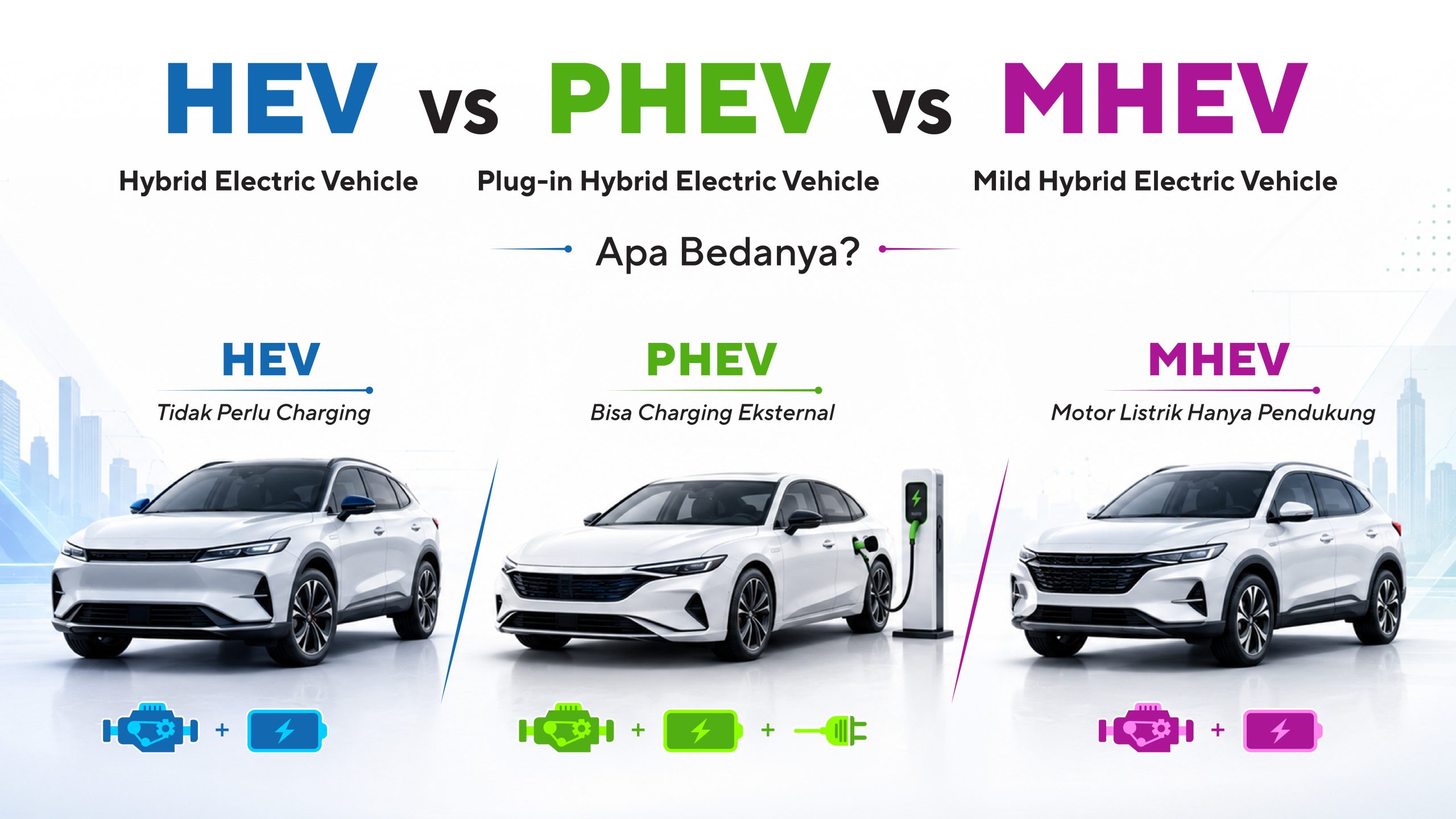 Perbedaan HEV, PHEV, dan Mild Hybrid pada kendaraan hybrid